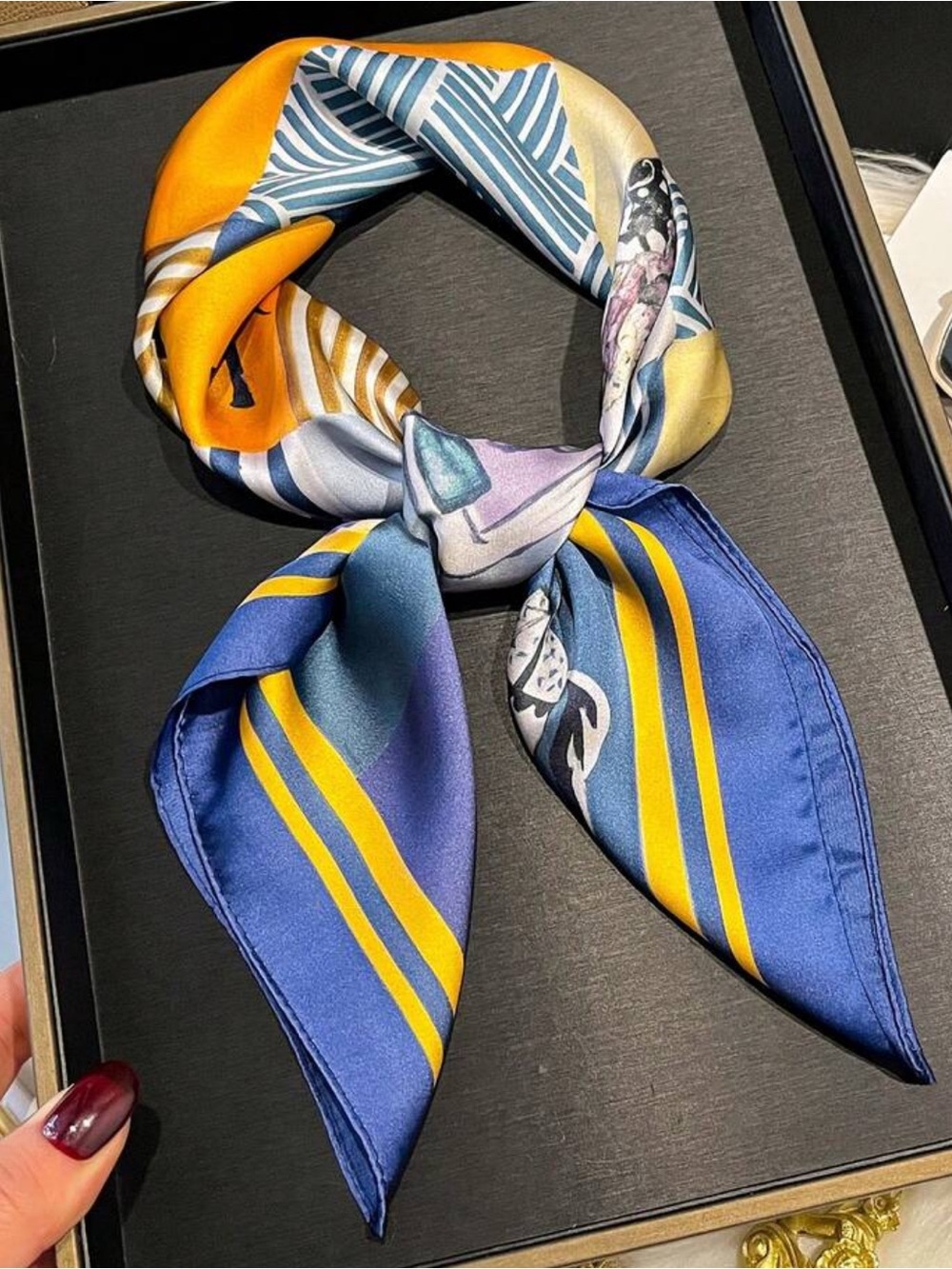 Blue Horse Print Scarf N1495